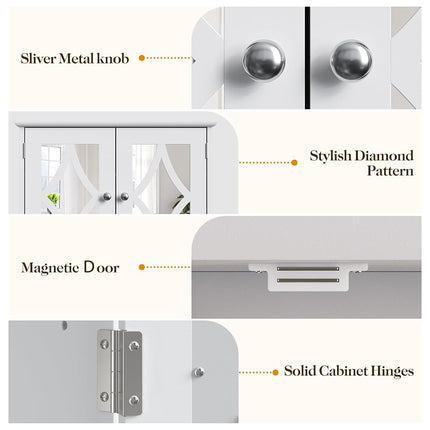 May in Color Bathroom Medicine Cabinet with Mirror, Vanity Wall Mounted Storage Cabinet with Adjustable Shelves and Towel Bar, Hanging Wall Cabinet for Bathroom, Laundry, Living Room, White