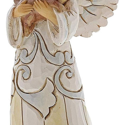 Enesco Jim Shore Heartwood Creek White Woodland Farmhouse Angel with Dog Figurine, 5.2 Inch, Multicolor