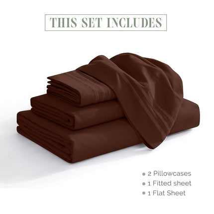 Elegant Comfort 4-Piece Bed Sheet Set - Luxury Bedding 1500 Premium Hotel Quality Microfiber, All Around Elastic 18-24 Inches Deep Fitted Sheet- Extra Deep Pocket Sheets, King, Brown