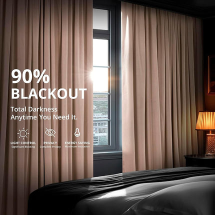 HPD Half Price Drapes Signature Velvet Thermal Blackout Curtains for Living Room 120 Inch Long (1 Panel) Rod Pocket Insulated Blackout Curtains for Bedroom Window Curtains, 50W x 120L, Rosey Dawn