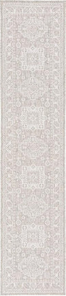 Unique Loom Outdoor Aztec Collection Area Rug - Chalca (2' 7" x 12' Runner, Light Gray/Ivory)
