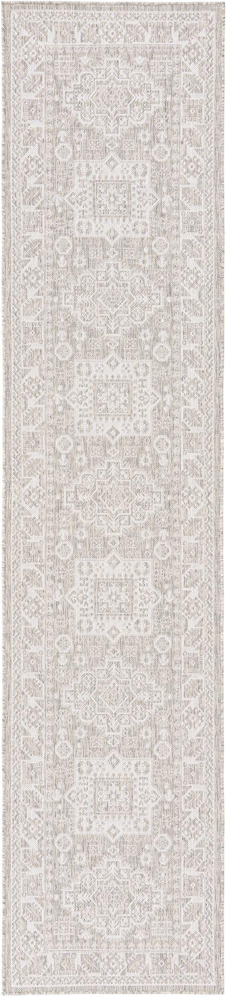 Unique Loom Outdoor Aztec Collection Area Rug - Chalca (2' 7" x 12' Runner, Light Gray/Ivory)