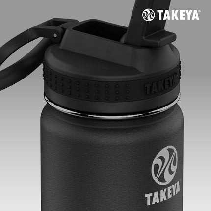 Bouteille d'eau isotherme en acier inoxydable Takeya Actives avec bouchon à bec, 0,7 litre / 24 onces, Onyx