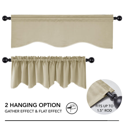 Deconovo Solid Color Rod Pocket Curtains Blackout Curtains Blackout Valance Scalloped Valance for Living Room 42x18 Inch Dark Red 1 Panel