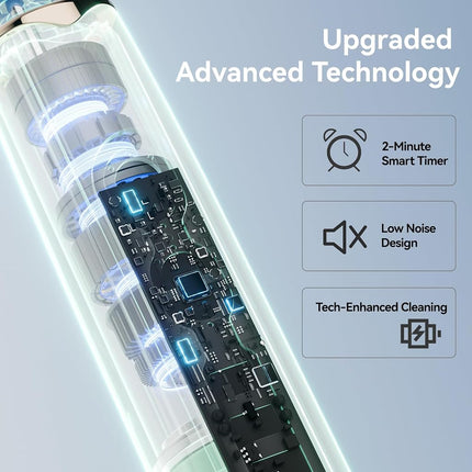 SEAGO Rechargeable Rotating Electric Toothbrush with 8 Brush Heads, 5 Cleaning Modes, Timer and Travel Case for Adults and Kids, Beige
