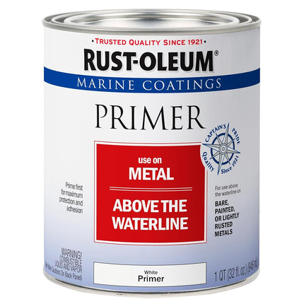Rust-Oleum 207016 Imprimación Metálica Marina, Cuarto, Blanco, 1 Cuarto (Paquete de 1)