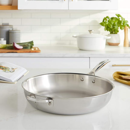 Le Creuset of America Stainless Steel Deep Fry Pan with Helper Handle, 12.5"