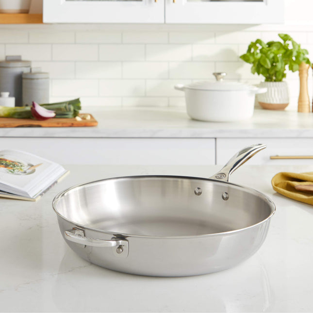 Le Creuset of America Stainless Steel Deep Fry Pan with Helper Handle, 12.5"