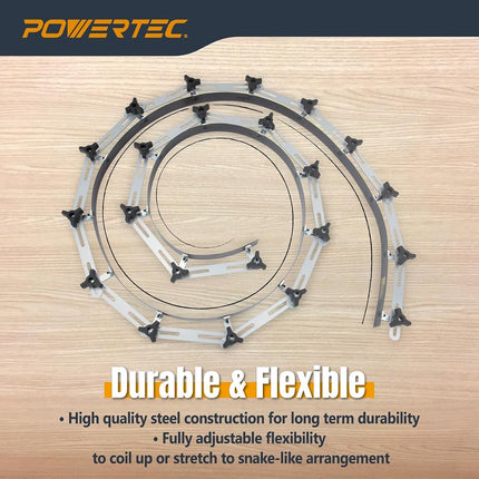 POWERTEC 71527 Plantilla de curva flexible de 107 pulgadas - Herramienta profesional para trabajar la madera con contorno
