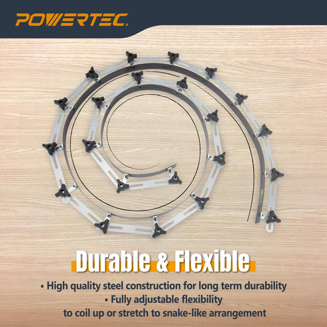 POWERTEC 71527 107-Inch Flexible Curve Template � Professional Contour Woodworking Tool
