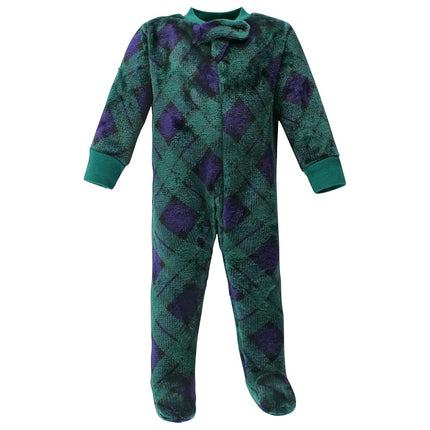 Hudson Baby Baby Plush Sleep and Play, Navy Snowflake, 6-9 Months