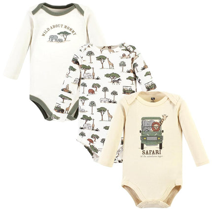 Hudson Baby Trajes de Manga Larga de Algodón Unisex para Bebés, Paquete de 3 Going On Safari, 3-6 Meses, Paquete de 3 Going on Safari, 3-6 Meses