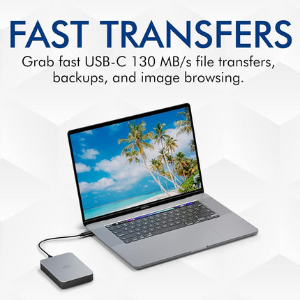 LaCie Mobile Drive Moon 2TB, External Hard Drive Portable, USB-C 3.2, PC Mac iPad & iPhone, Data Rescue Services (STLP2000400)