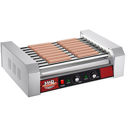 GRETA NORTHERN POPCORN COMPANY Gril à hot-dogs avec 9 rouleaux en acier inoxydable, ZPG-6002E, gris