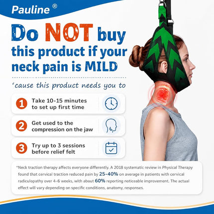 Cervical Neck Traction Device Over the Door - Hanging Neck Stretcher for Cervical Spine Decompression and Pain Relief - Home Use Neck Sling to Relieve Tension & Stiffness