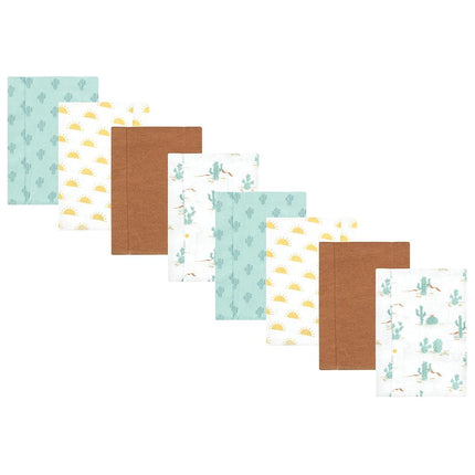 Lot de 8 bavoirs épaule en flanelle de coton et polyester Hudson Baby, motif Cactus du désert, taille unique