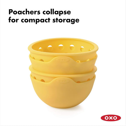 OXO 11207000 OXO GG Silicone Egg Poacher 2 Pack Quick Cooking, Yellow, One Size