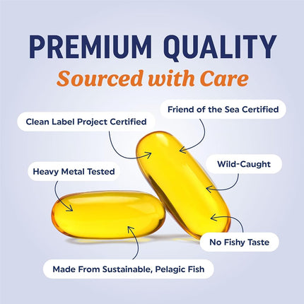 Triple Strength Omega 3 Fish Oil 3600 mg, EPA & DHA, Omega-3 with Lemon Oil