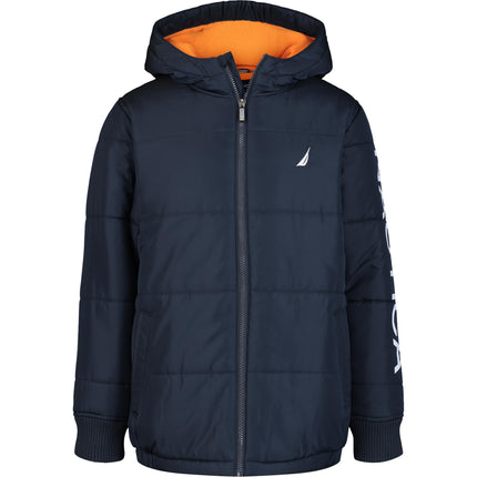 Nautica Boys' Heavy Weight Hooded Bubble Jacket wi