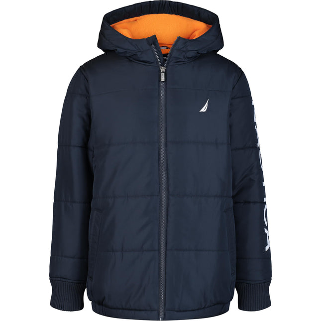 Nautica Boys' Heavy Weight Hooded Bubble Jacket wi