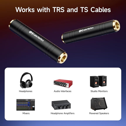 Cable Matters 2-Pack 1/4 Coupler TRS Extension Adapter (1/4? TRS Female to Female Adapter)