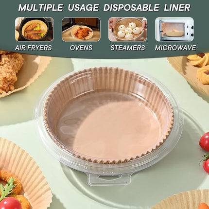 Revestimientos Desechables para Freidora de Aire 100 Piezas-16 cm, un Imprescindible de Tiktok para la Cocina, Hojas de Papel Pergamino para Hornear Antiadherentes sin Blanquear
