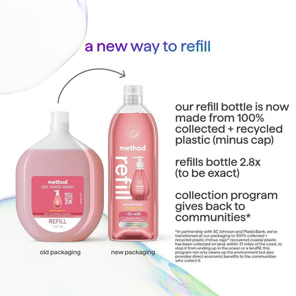 Method Gel Hand Soap Refill, Pink Grapefruit, Recyclable Bottle, 34 oz, 4 pack