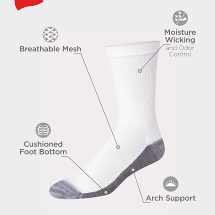 Chaussettes ras du cou matelassées pour hommes Hanes, X-Temp, paquet de 12 paires, noir, 10-13