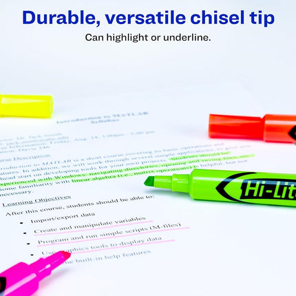 Surligneurs de bureau AVERY HI-LITER, couleurs assorties, boîte de 36 (24063)