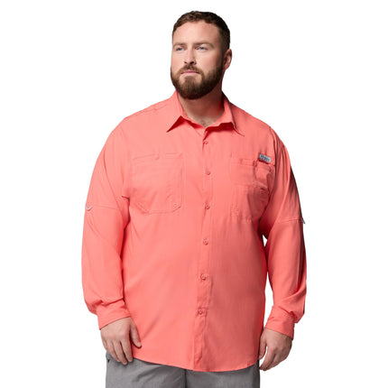 Columbia Mens PFG Tamiami Long Sleeve Fishing Shirt, Melonade, 2X Tall