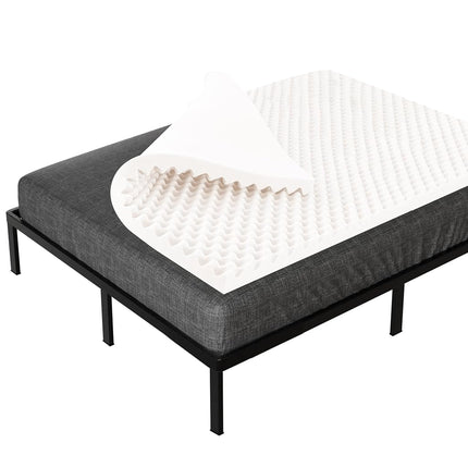 Treaton 1-inch Soft Foam Toppers with Convoluted Egg Shell Design | Extends Mattress Topper Life, Provides Proper Back Support and Relieves Pain, Improves Better Posture, Queen, White