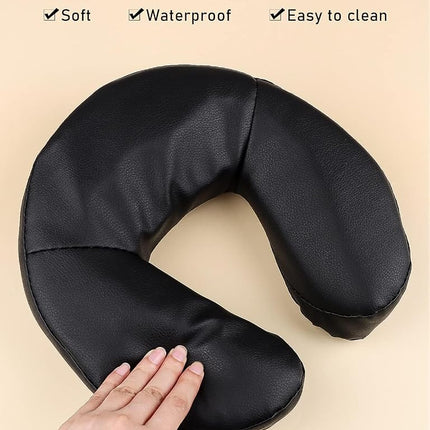 Kalolary Massage Face Cradle Cushion for Massage Tables, Universal Crescent Headrest Face Rest Neck Head Cushion Pillow for Massages Chairs Spa Bed (Black)