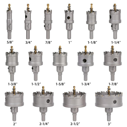 Vearter 15PCS 16mm-76mm Carbide Hole Saw Sets, Titanium-Coated Pilot Bit