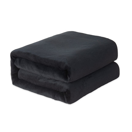 Couverture Élégance et Confort, Sensation Veloutée, Légère Toutes Saisons, Ultra Pelucheuse, Douce, Polaire Flannel Douillette pour Canapé, Lit, Voyage, Design Uni, Grand Lit/Très Grand Lit, Noir