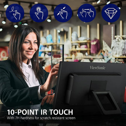 ViewSonic TD2223 24-inch 1080p HD IPS 10-Point Touch Monitor with Scratch-Resistant Screen, Stylus Compatible, Dual Integrated Speakers, HDMI, VGA, DVI, Adjustable Tilt, Black