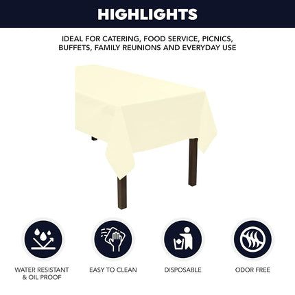 Party Essentials Plastic Banquet Table Roll, 40" x 100', Ivory