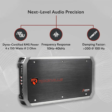 Rockville RXA-F2 2400 Watt Peak / 1200w RMS 4 Channel Amplifier Car Stereo Amp