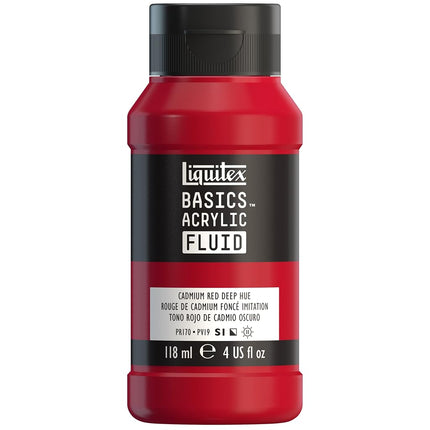 Liquitex BASICS Acrylic Fluid Paint, 118ml (4-oz) Bottle, Cadmium Red Deep Hue