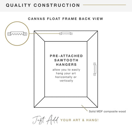 MCS Cadre flottant pour toile 30,5 x 30,5 cm, cadre carré noir pour toiles finies, cadre mural vertical et horizontal pour toiles de peinture (1-Pack)