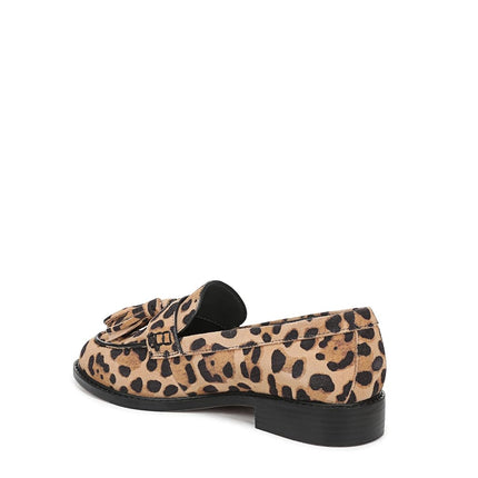 Franco Sarto Women's Carolyn Low Loafer, Tan Leopard Print Suede, 5
