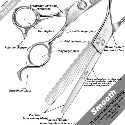 Fengliren High-end Professional Hair Thinning Scissors Hair Cutting Teeth Shears Barber Hairdressing Texturizing Scissors Extremely Very Sharp 6.5 Inch Stainless Steel Alloy For Men Women Salon & Home