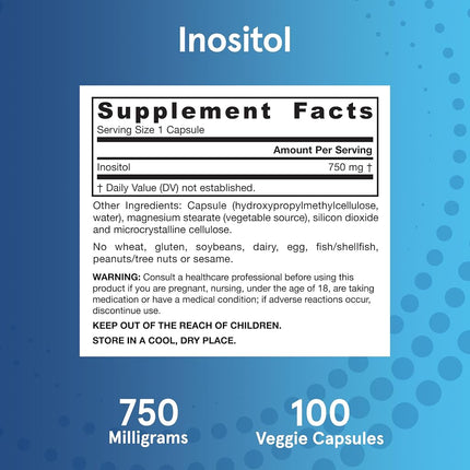 Jarrow Formulas Inositol Caps, Supports Liver Function, 750 mg, 100 Caps