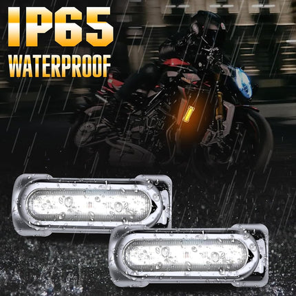 OPL5 Motorcycle Highway Bar Lights Switchback Driving Crash Bar LED Turn Signal Lights for 1-1/4 Inch Touring Bikes (Silver)