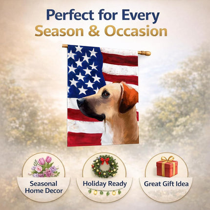 Caroline's Treasures CK6436CHF Black Mouth Cur Dog American Flag Flag Canvas House Size, Large, multicolor