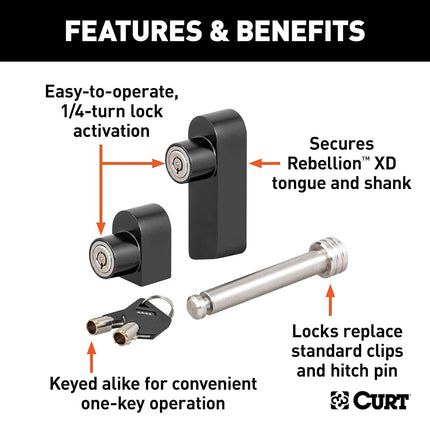 Curt Rebellion XD Tongue and Hitch Lock Set