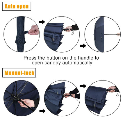 G4Free 62inch Portable Golf Umbrella Automatic Open Large Oversize Vented Double Canopy Windproof Waterproof Sport Umbrellas(Blue/Navy)