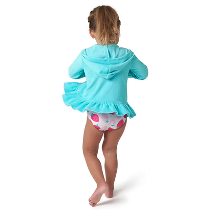 Gerber Sudadera con Capucha y Cremallera para Niña Pequeña, Cubrebañador de Felpa, Aguamarina, 4T, Aguamarina, Pequeño