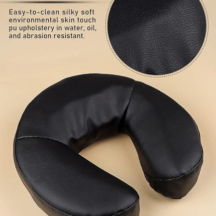 Kalolary Massage Face Cradle Cushion for Massage Tables, Universal Crescent Headrest Face Rest Neck Head Cushion Pillow for Massages Chairs Spa Bed (Black)