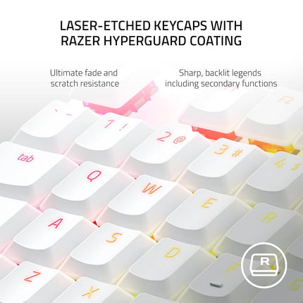 Clavier de jeu sans fil Razer DeathStalker V2 Pro TKL : Switches optiques low-profile – Linéaire rouge – Sans fil HyperSpeed et Bluetooth 5.0 – Batterie de 50 h – Touches avec revêtement ultra-durable – RVB – Blanc