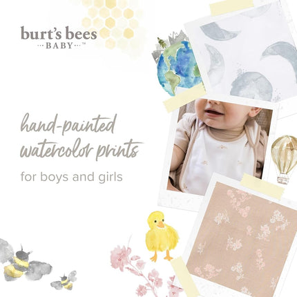 Burt's Bees Baby Unisex Baby Bibs, Lap Shoulder Drool Cloths, Heather Grey Prints, 4-Pack Of